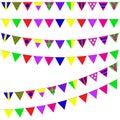 Bunting and garland set isolated on white background. Colorful festive flags. Vector pennant illustration. Design elements Royalty Free Stock Photo